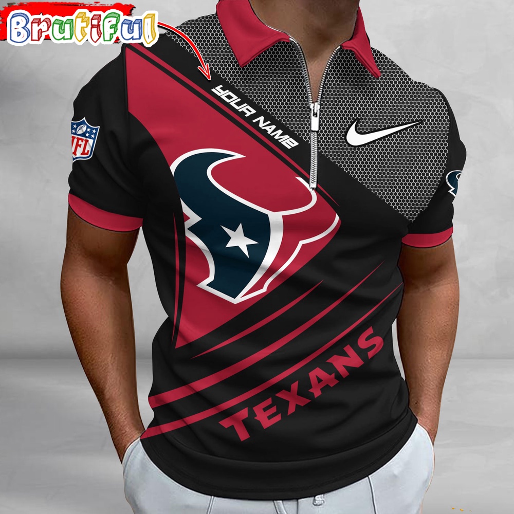 Sportswearmerch Houston Texans NFL Personalized Zip Polo Shirt For Fan