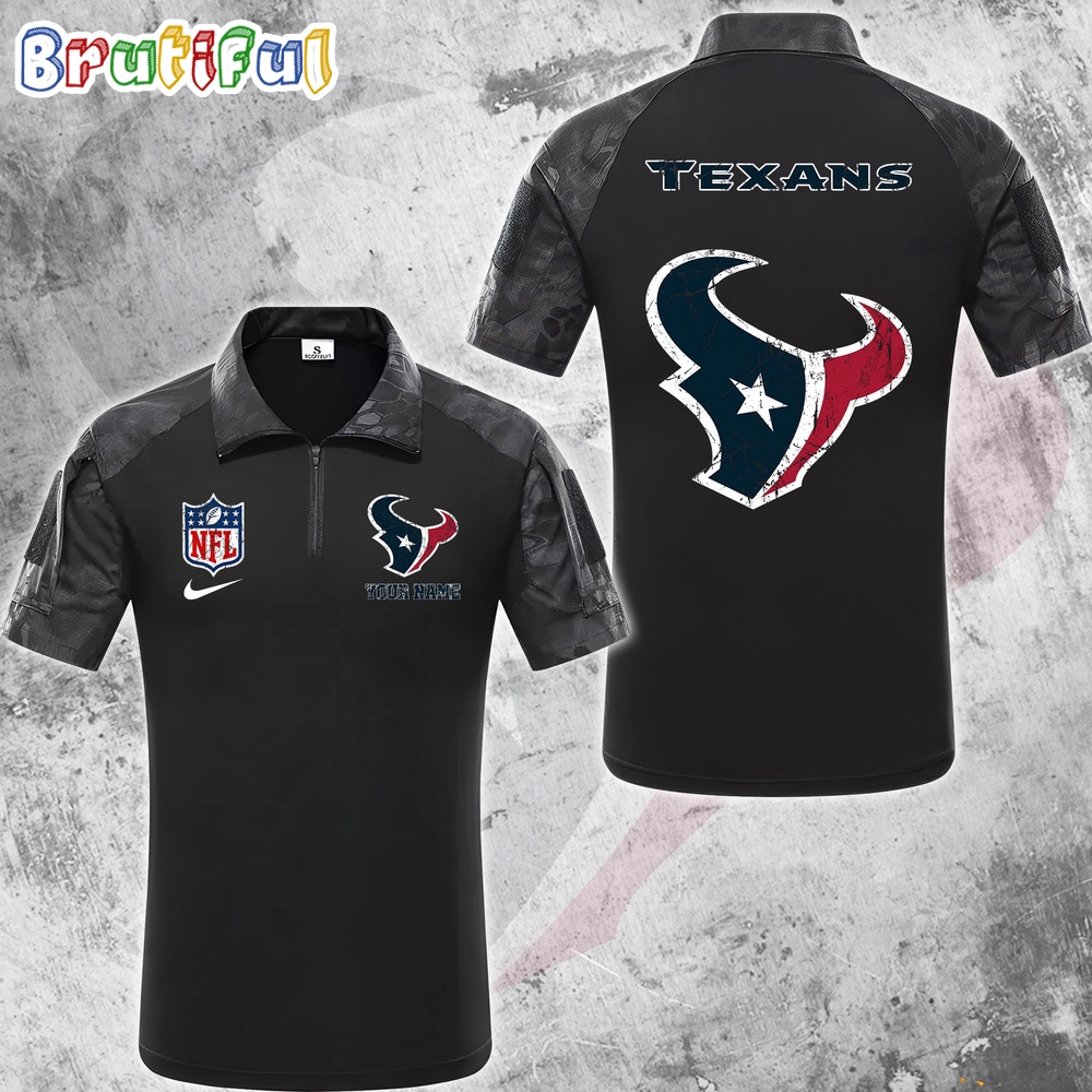 Sportswearmerch Houston Texans NFL Personalized Zip Polo Shirt For Fan