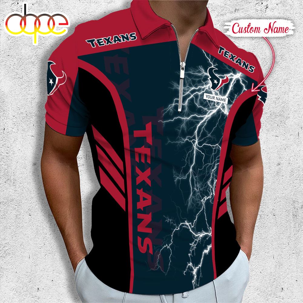 Sportswearmerch Houston Texans NFL Personalized Zip Polo Shirt For Fan