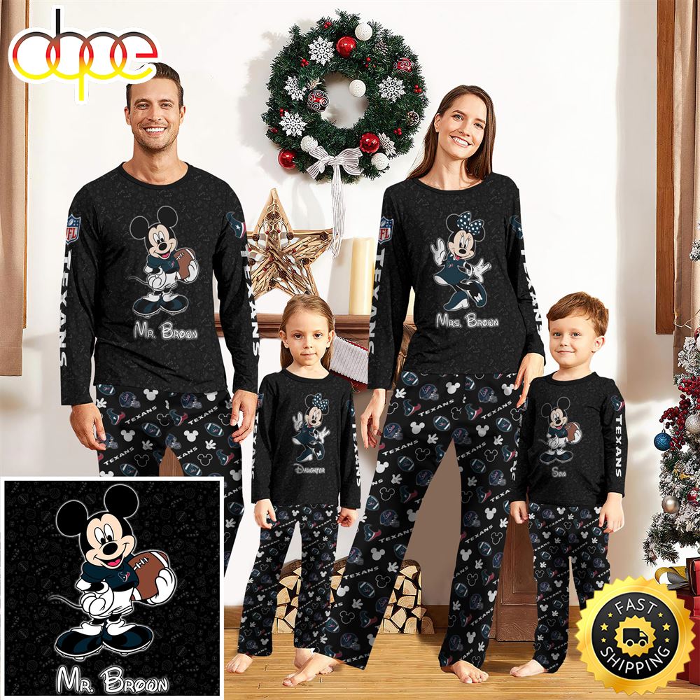 Sportswearmerch Houston Texans NFL x Mickey Mouse Personalized Pajamas Family For Fan