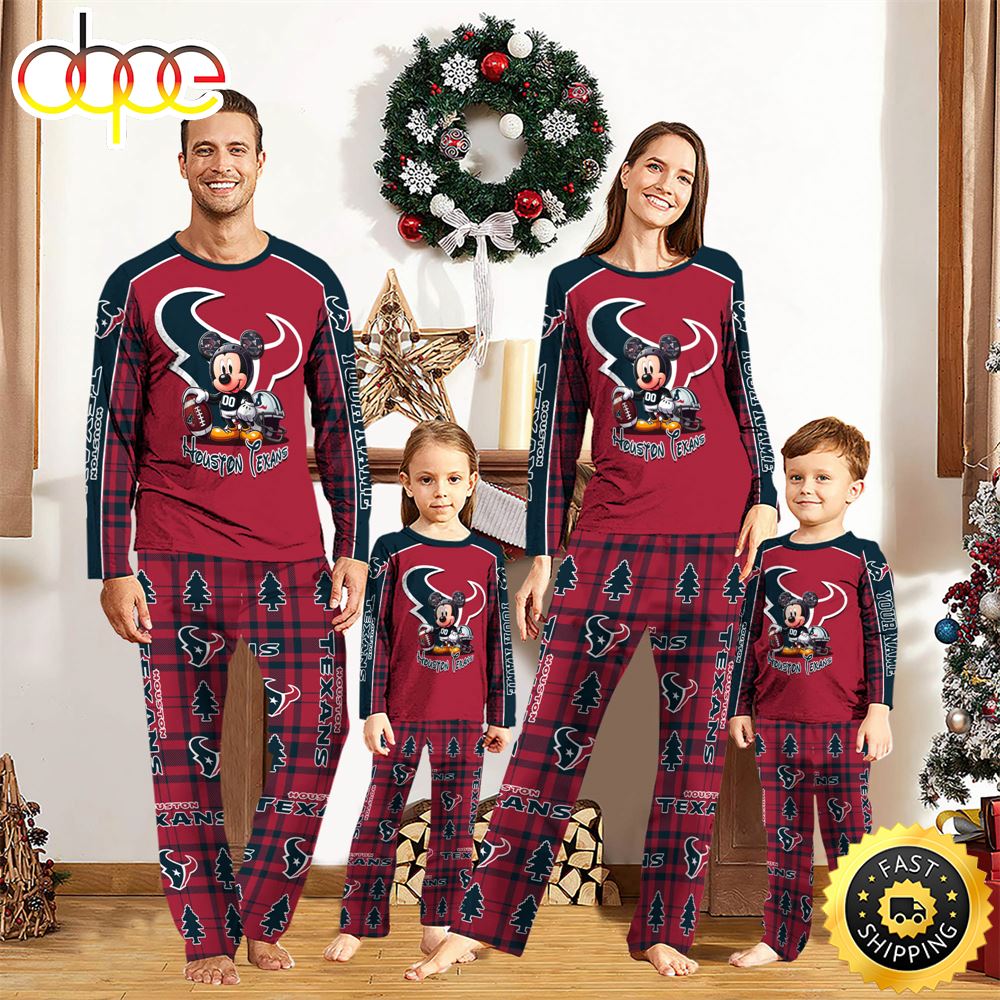 Sportswearmerch Houston Texans NFL x Mickey Mouse Personalized Pajamas Family For Fan