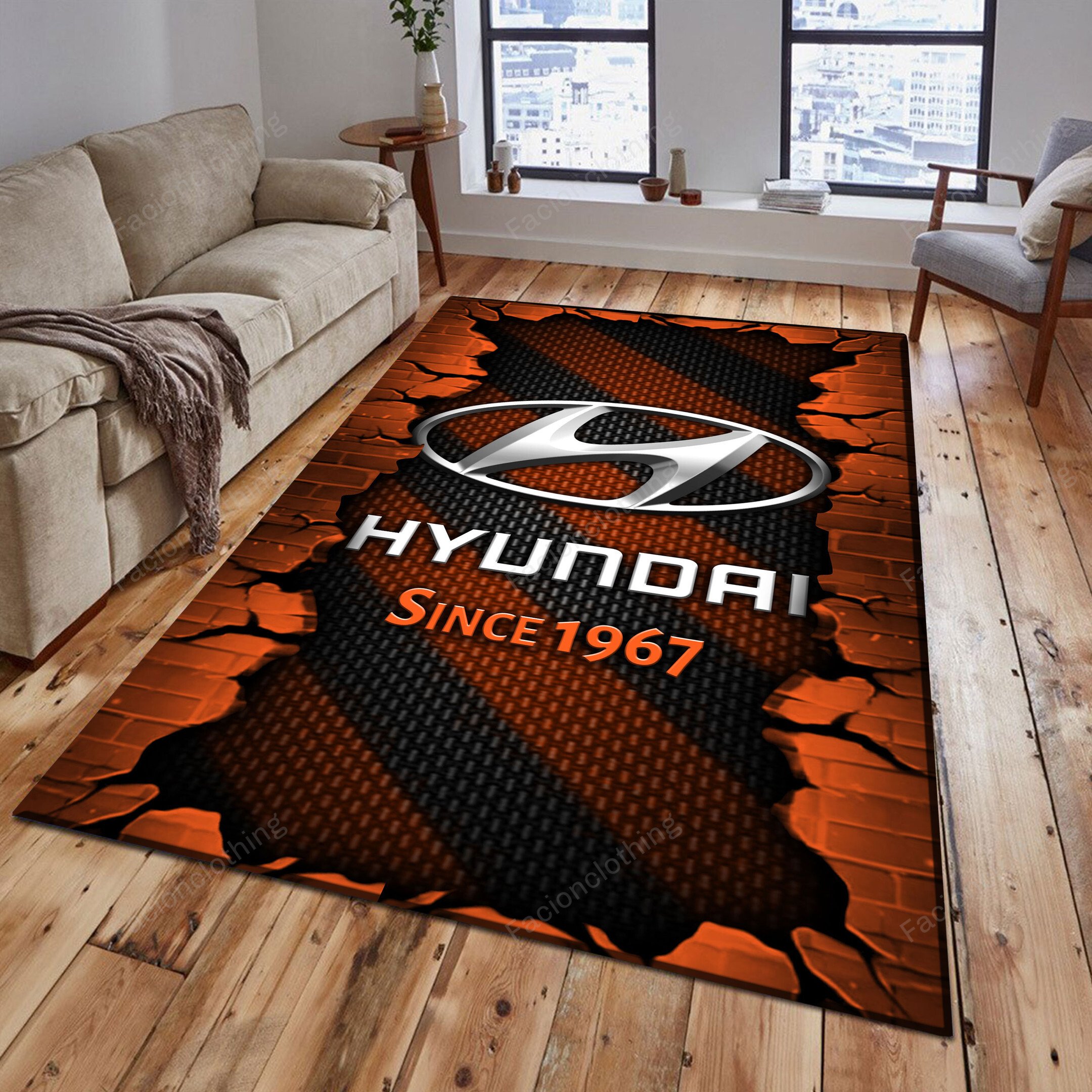 Sportswearmerch Hyundai Car Personalized Rug For Fan