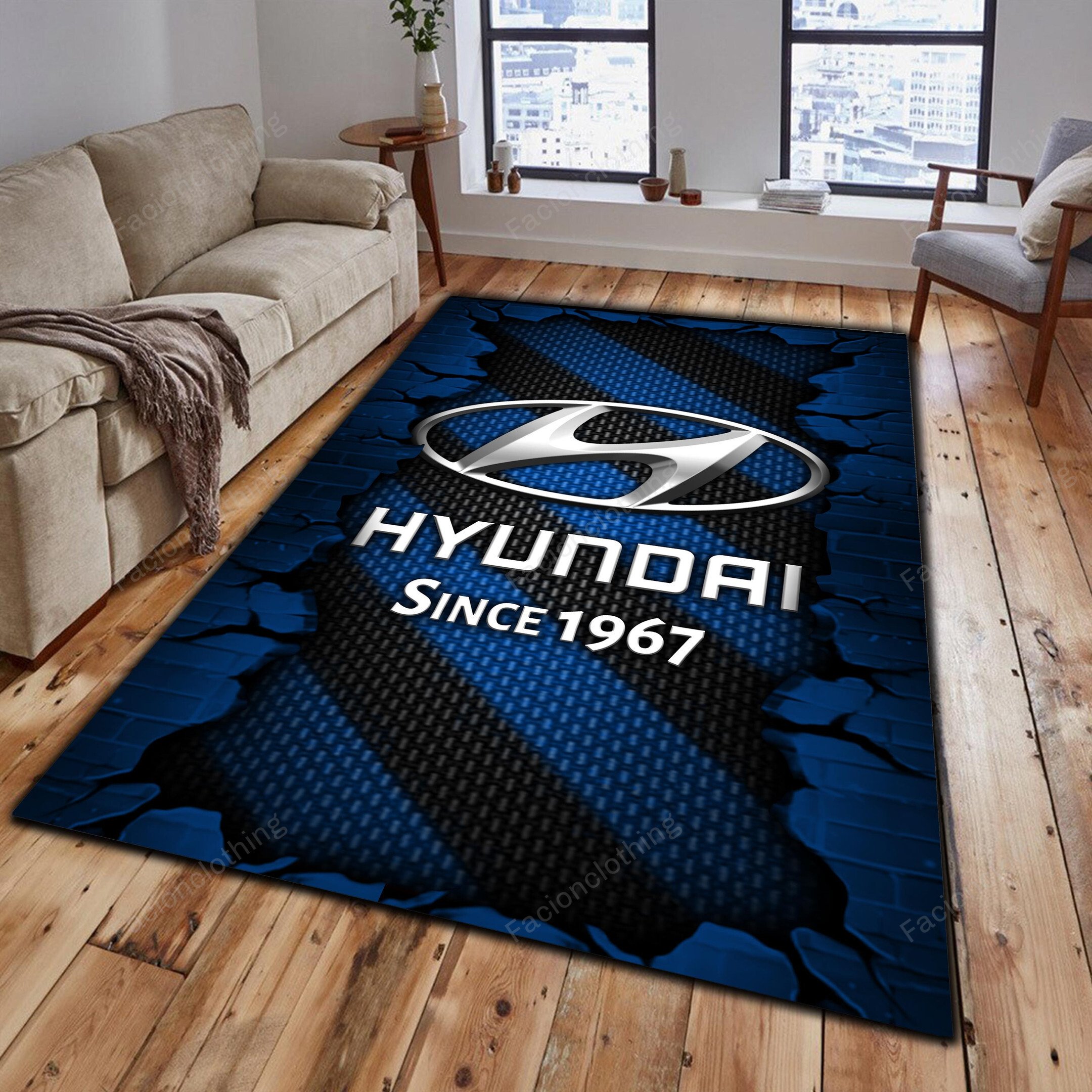 Sportswearmerch Hyundai Car Personalized Rug For Fan
