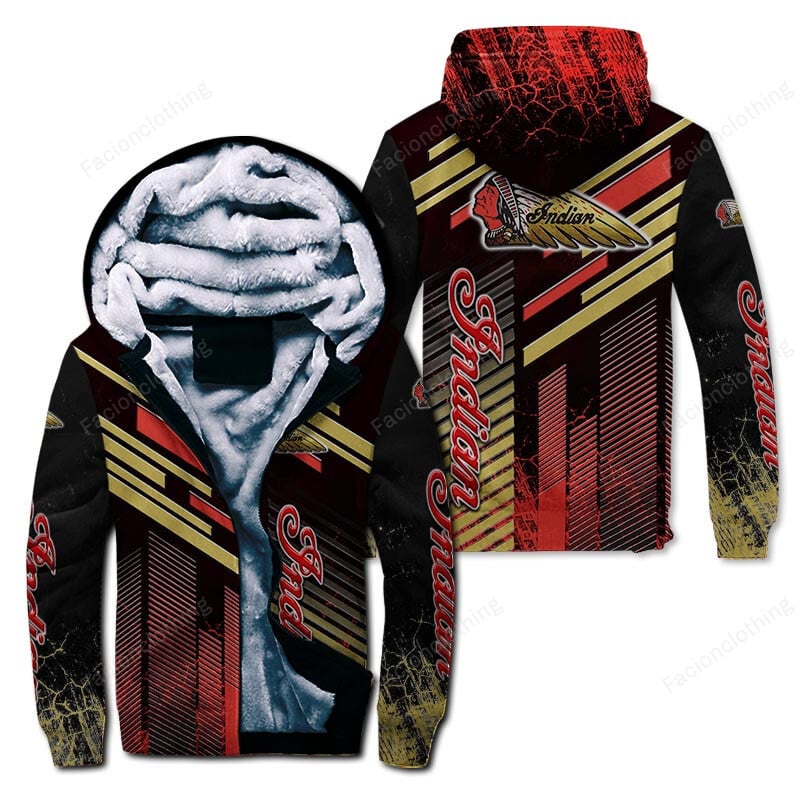 Sportswearmerch Indian Motorcycle Personalized Zip Hoodie Velvet Hoodie For Fan