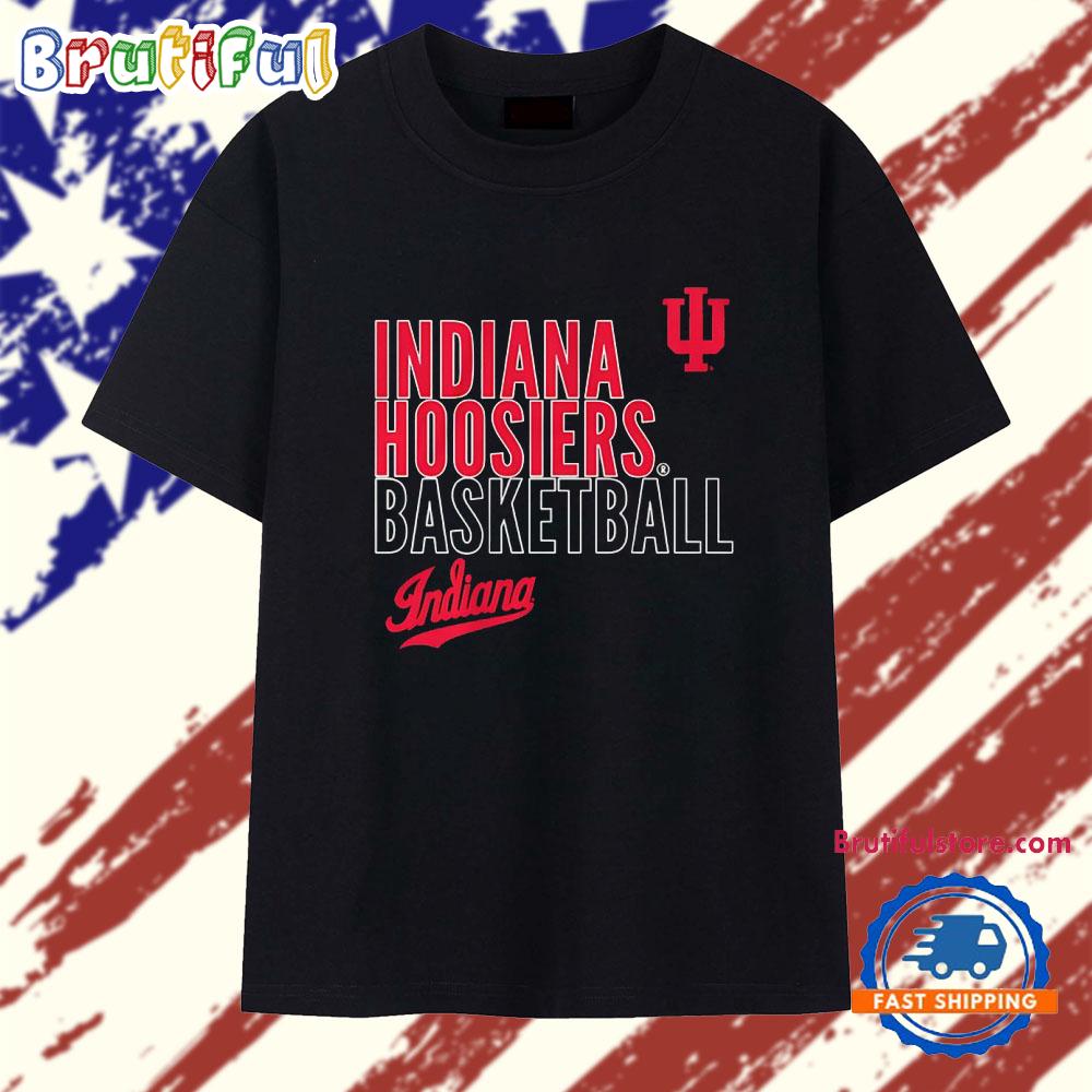 Sportswearmerch Indiana Hoosiers NCAA Basketball Text Logo Overlay T Shirt For Fan