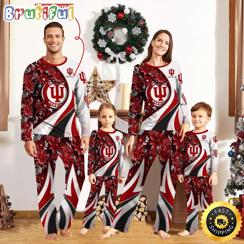 Sportswearmerch Indiana Hoosiers NCAA Flower Personalized Pajamas Family For Fan