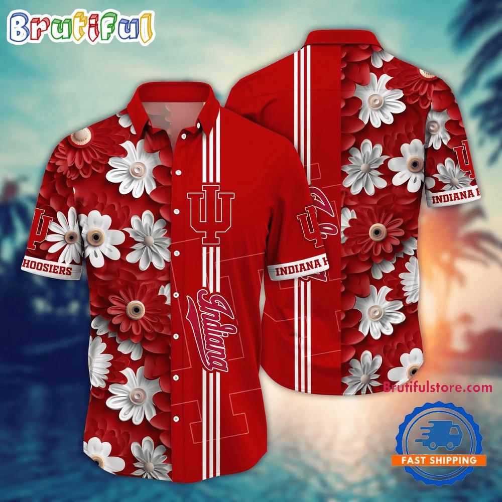 Sportswearmerch Indiana Hoosiers NCAA Flower Summer Personalized Hawaiian Shirt For Fan