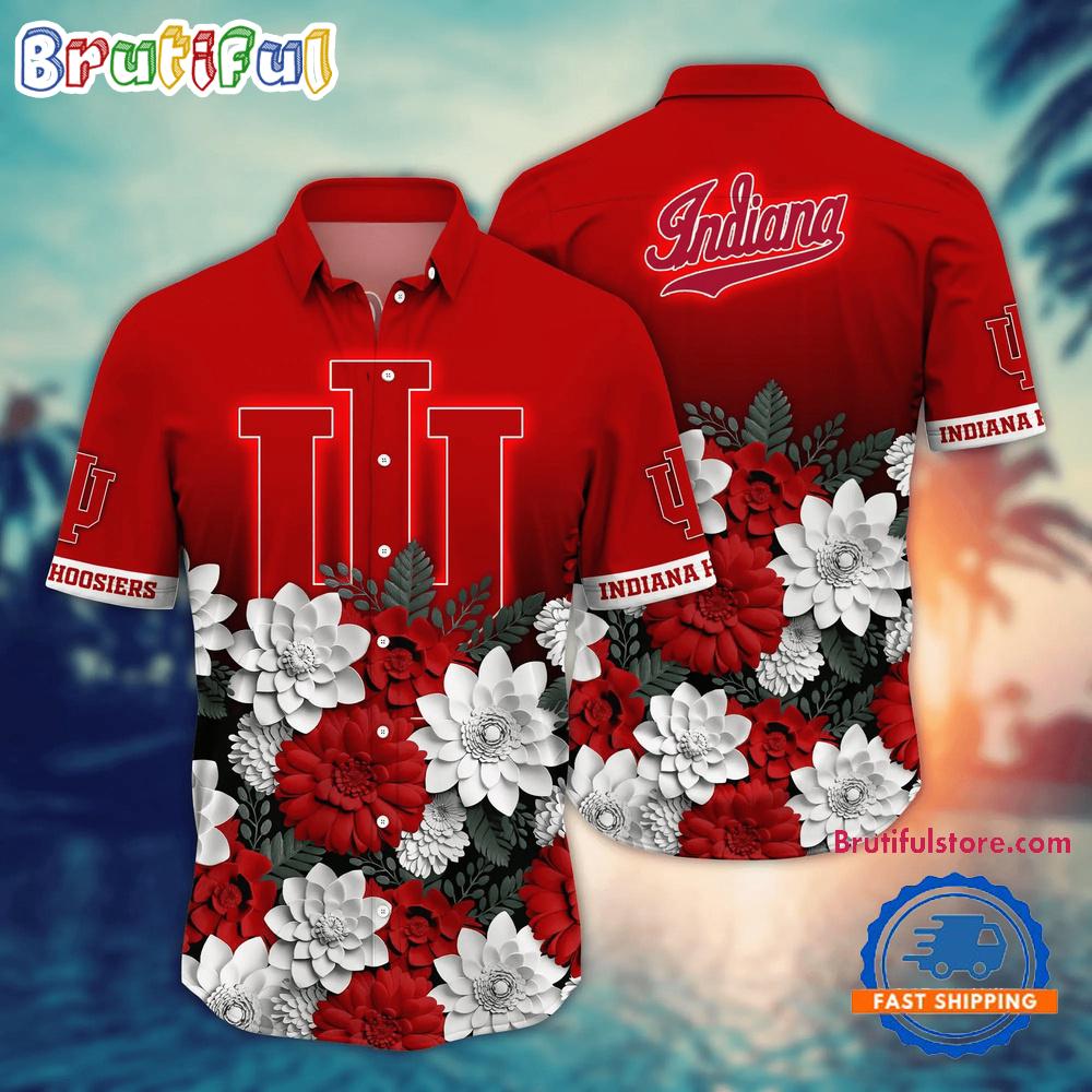 Sportswearmerch Indiana Hoosiers NCAA Flower Tropical Summer Beach Hawaiian Shirt For Fan