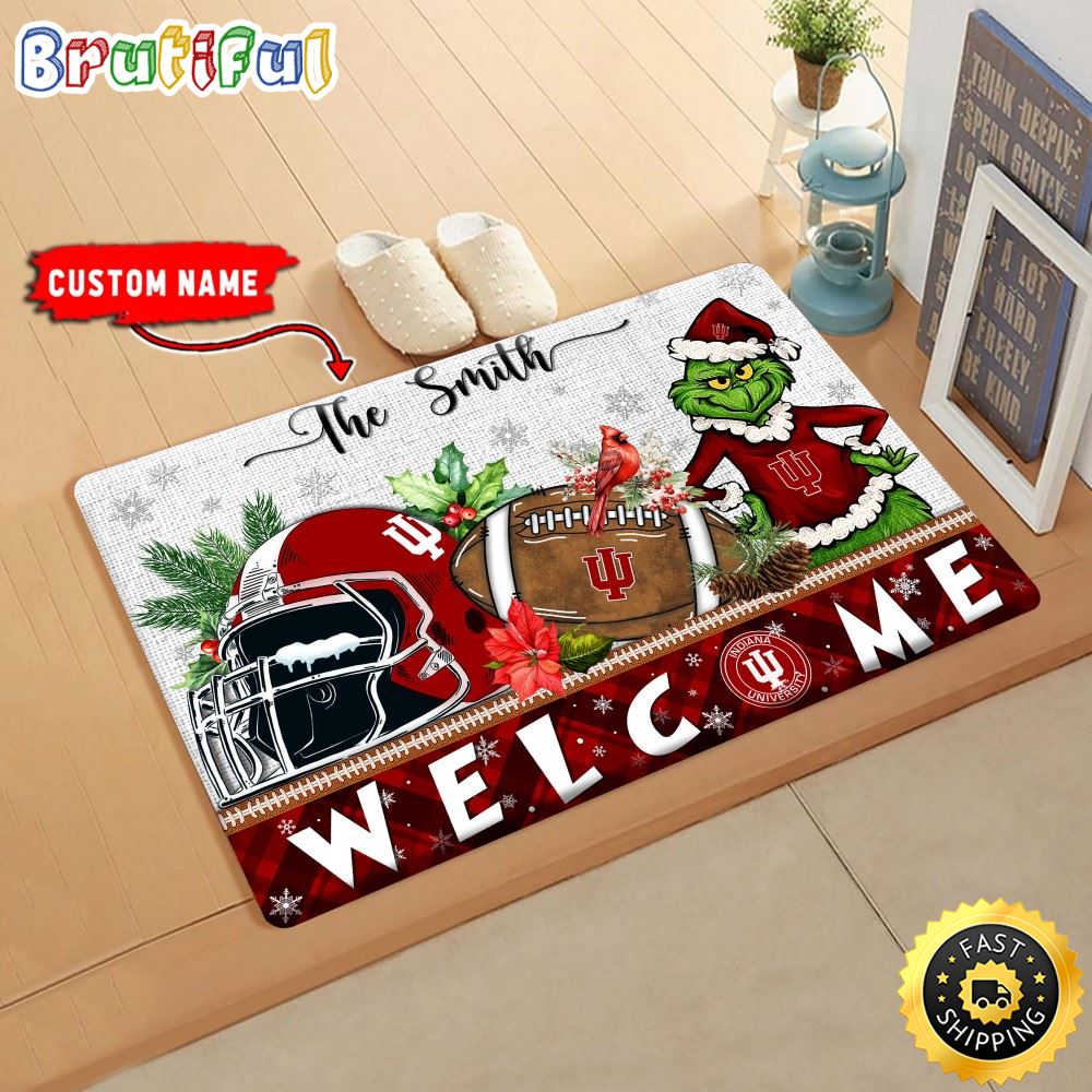 Sportswearmerch Indiana Hoosiers NCAA Grinch Christmas Doormat For Fan