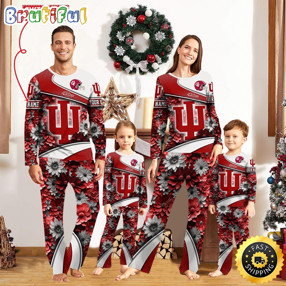 Sportswearmerch Indiana Hoosiers NCAA Sport Fans Personalized Pajamas Family For Fan
