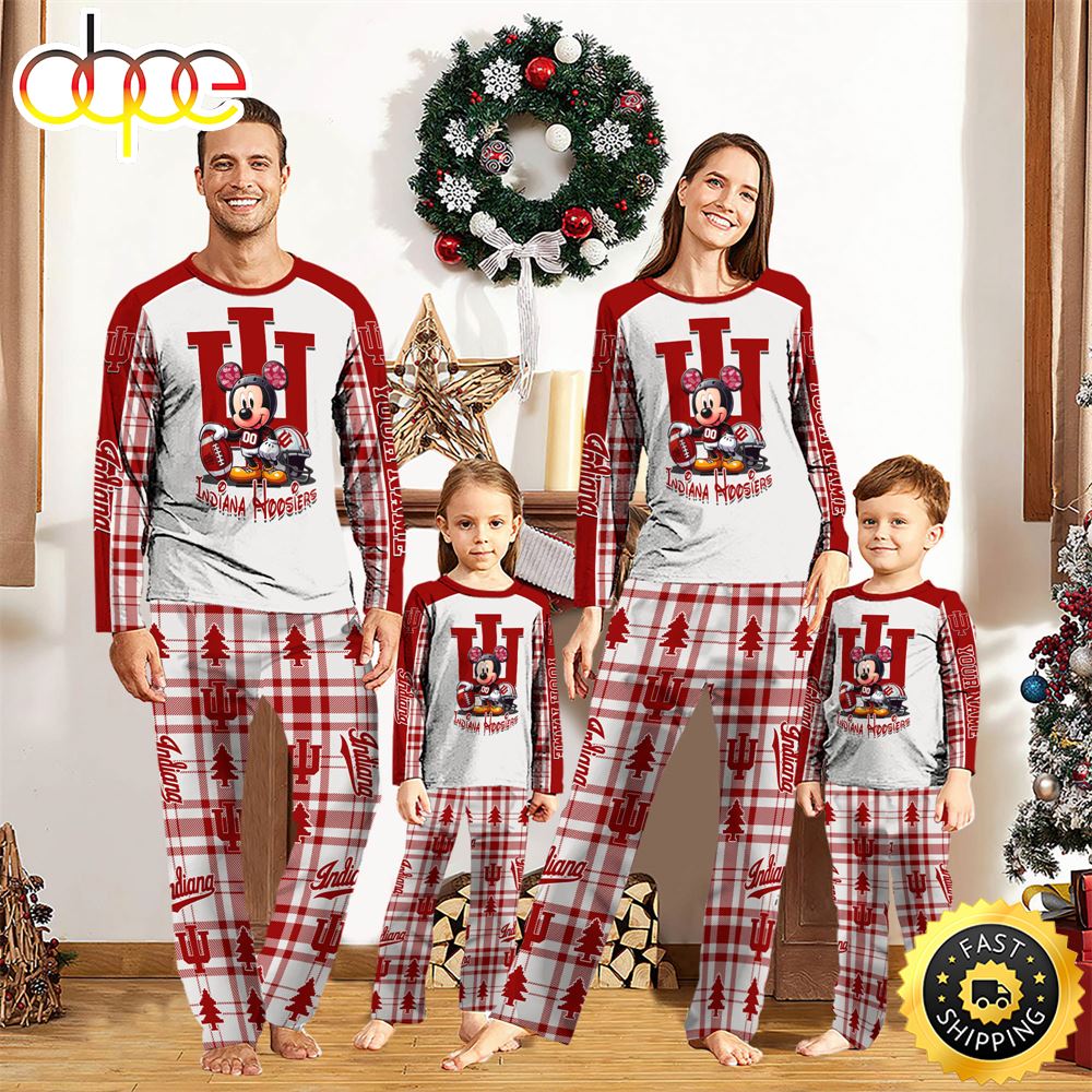 Sportswearmerch Indiana Hoosiers NCAA x Mickey Mouse Personalized Pajamas Family For Fan