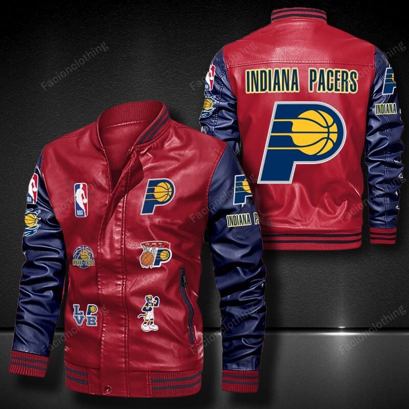 Sportswearmerch Indiana Pacers NBA Personalized Leather Bomber For Fan