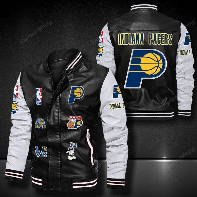 Sportswearmerch Indiana Pacers NBA Personalized Leather Bomber For Fan
