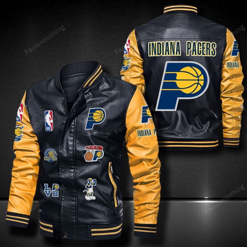 Sportswearmerch Indiana Pacers NBA Personalized Leather Bomber For Fan