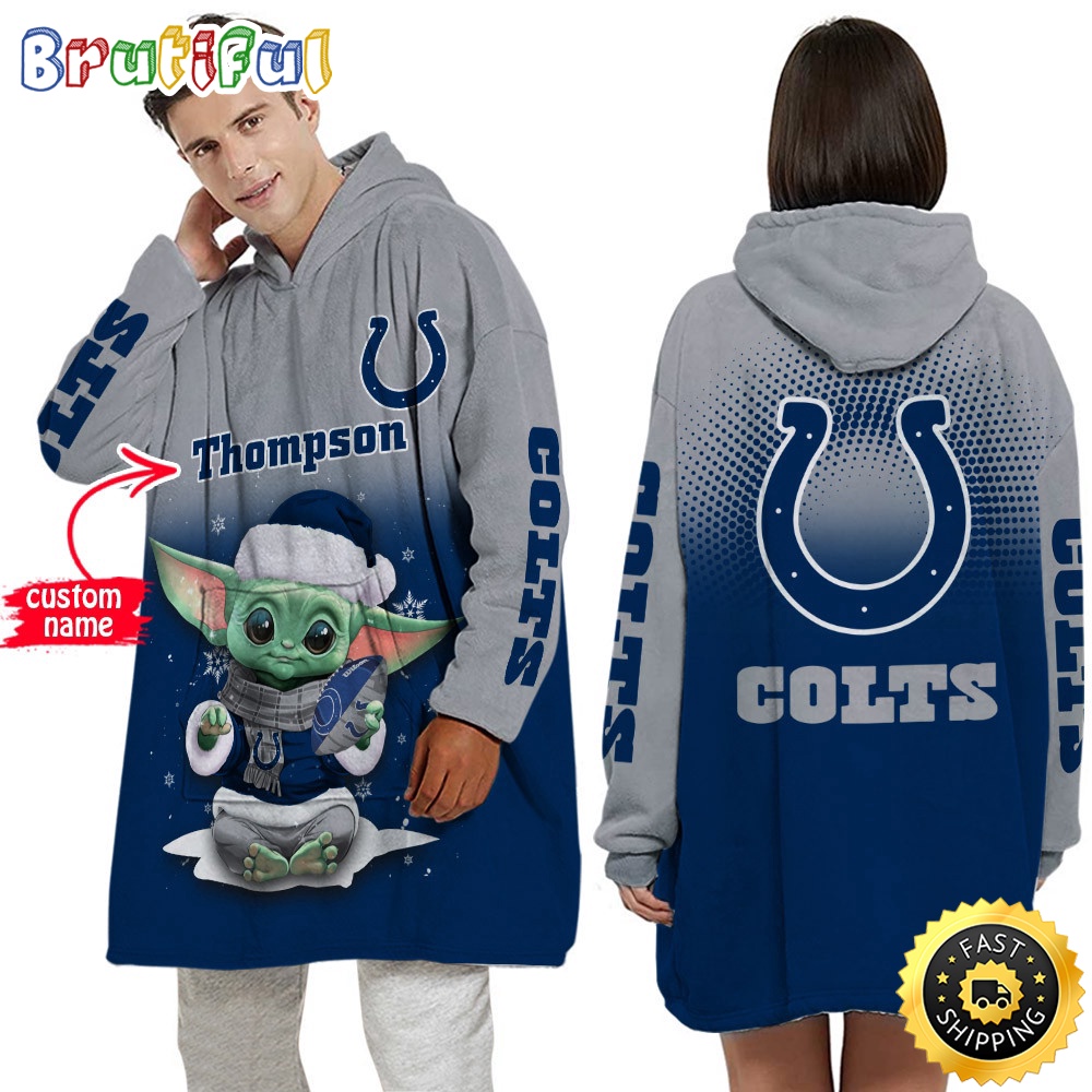 Sportswearmerch Indianapolis Colts NFL Baby Yoda Lover Personalized Blaket Hoodie For Fan