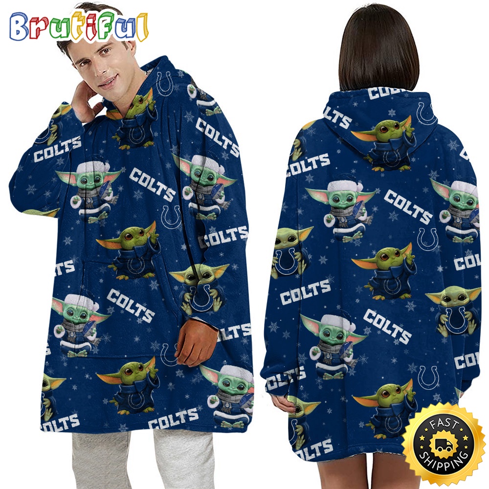 Sportswearmerch Indianapolis Colts NFL Baby Yoda Personalized Blaket Hoodie For Fan