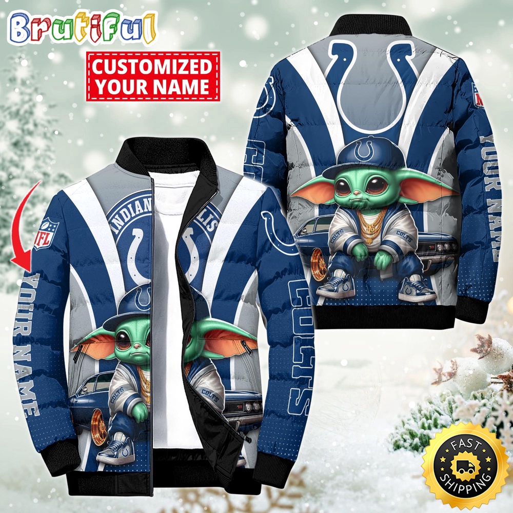 Sportswearmerch Indianapolis Colts NFL Baby Yoda Puffer Jacket For Fan