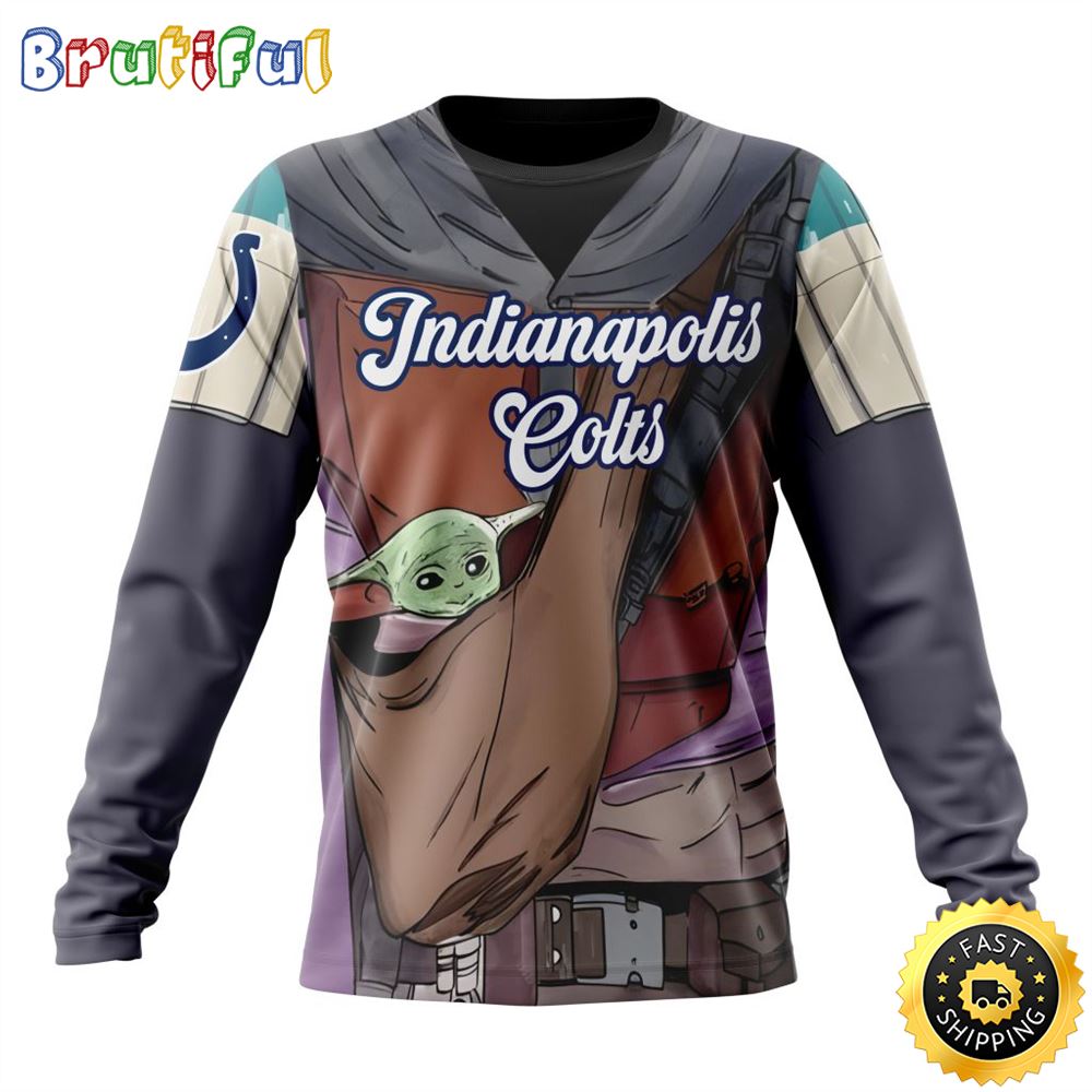 Sportswearmerch Indianapolis Colts NFL Crewneck Mandalorian And Baby Yoda Personalized Sweater For Fan