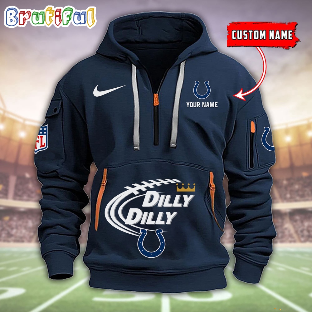 Sportswearmerch Indianapolis Colts NFL Dilly Dilly Football Half Zip Hoodie For Fan