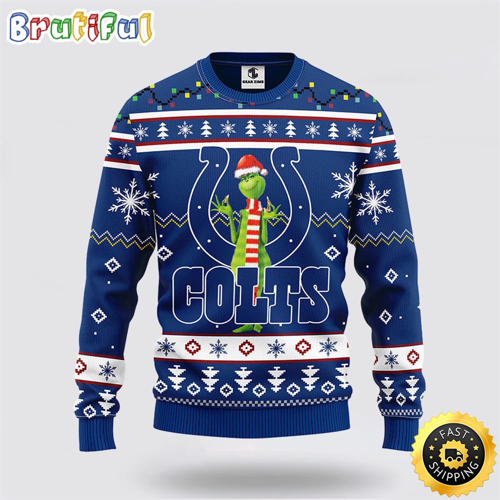 Sportswearmerch Indianapolis Colts NFL Funny Grinch Ugly Christmas Sweater For Fan