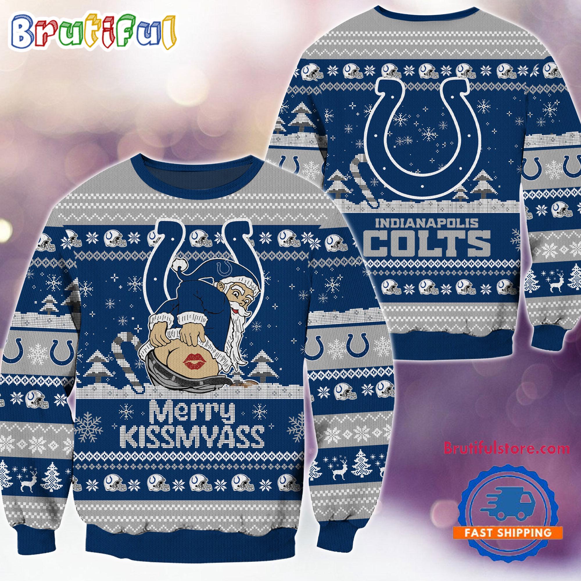 Sportswearmerch Indianapolis Colts NFL Funny Santa Claus Christmas Sweater For Fan