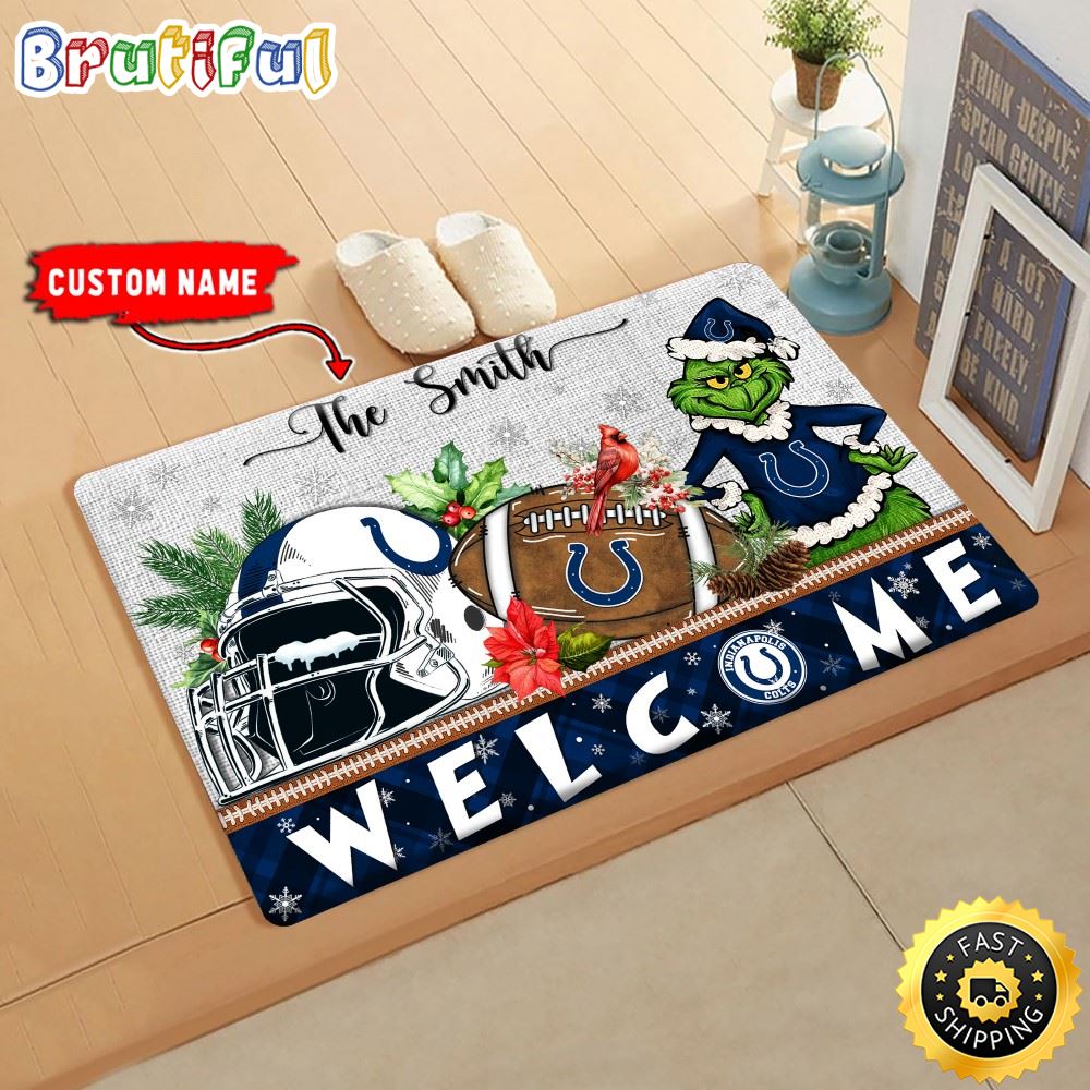 Sportswearmerch Indianapolis Colts NFL Grinch Christmas Doormat For Fan
