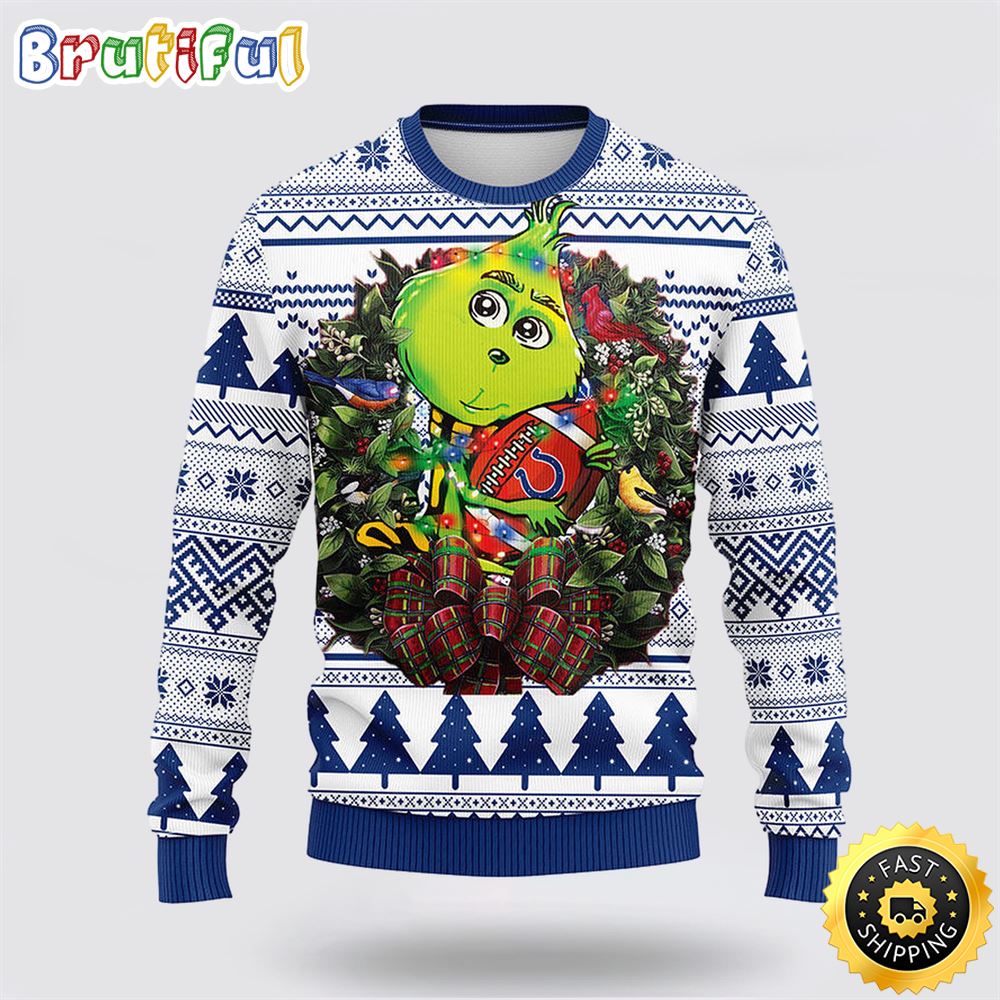 Sportswearmerch Indianapolis Colts NFL Grinch Hug Ugly Christmas Sweater For Fan