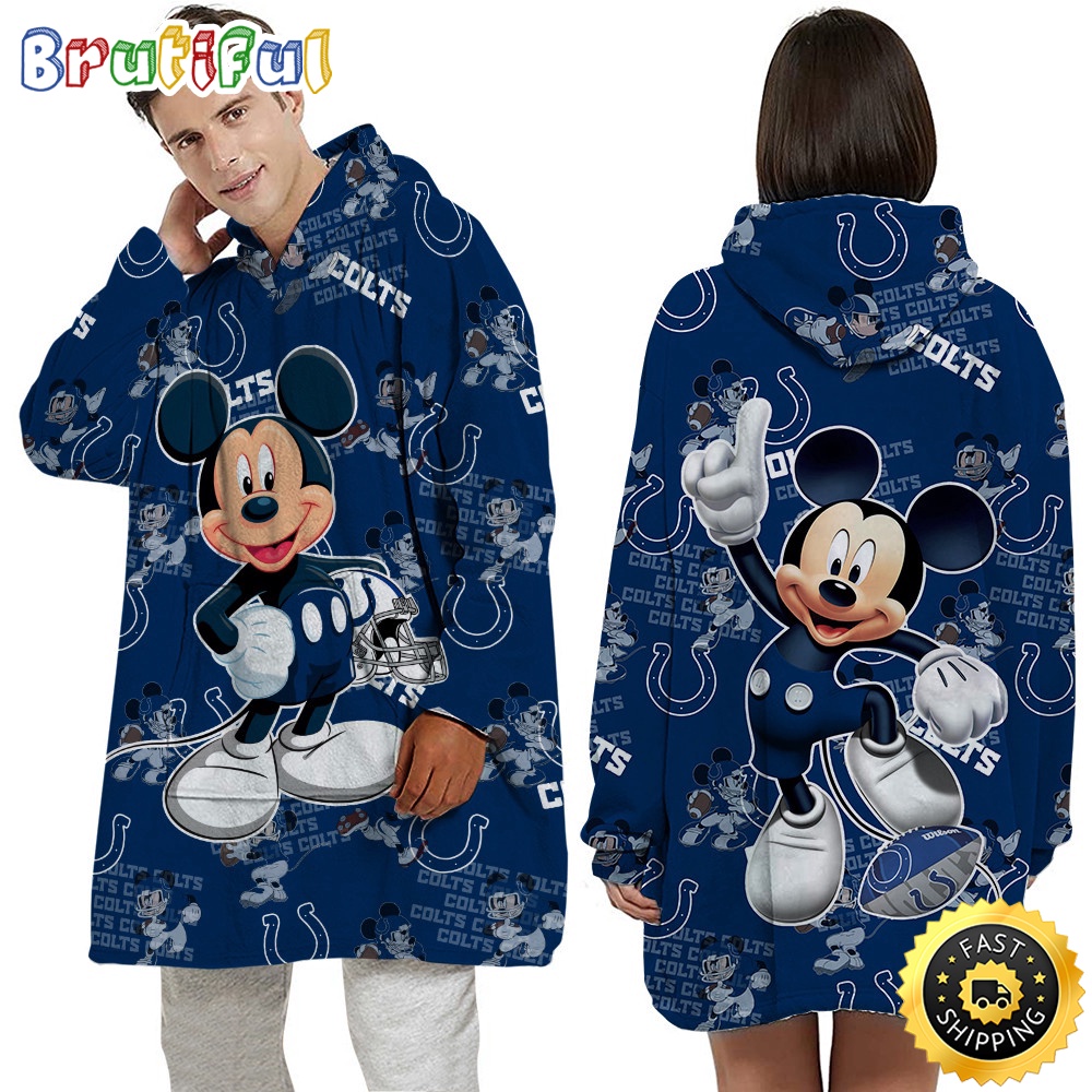 Sportswearmerch Indianapolis Colts NFL Mouse Lover Personalized Blaket Hoodie For Fan