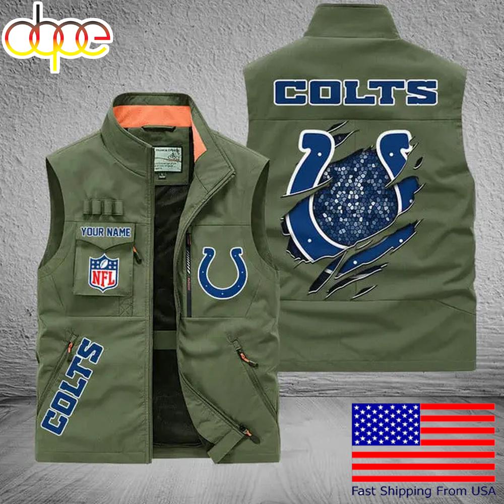 Sportswearmerch Indianapolis Colts NFL On Back Personalized Pocket Vest For Fan