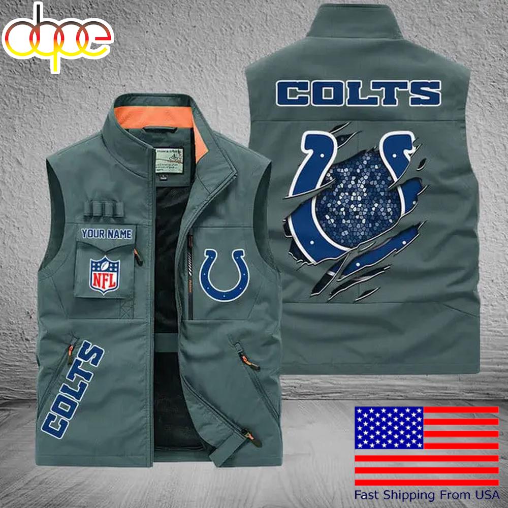 Sportswearmerch Indianapolis Colts NFL On Back Personalized Pocket Vest For Fan