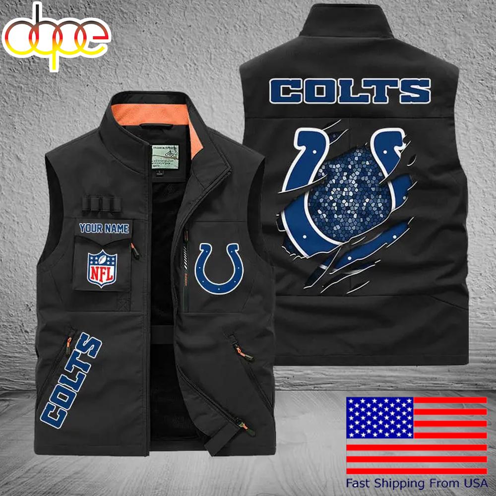 Sportswearmerch Indianapolis Colts NFL On Back Personalized Pocket Vest For Fan