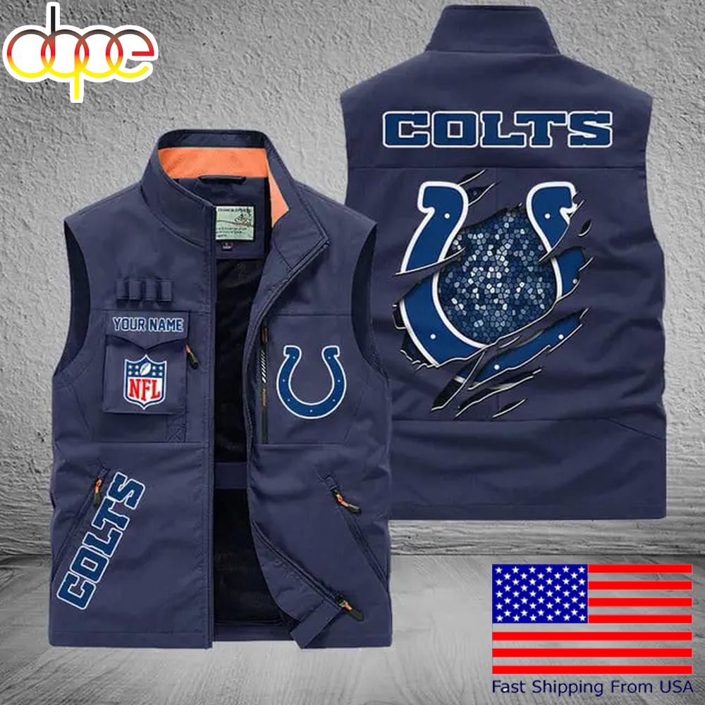 Sportswearmerch Indianapolis Colts NFL On Back Personalized Pocket Vest For Fan