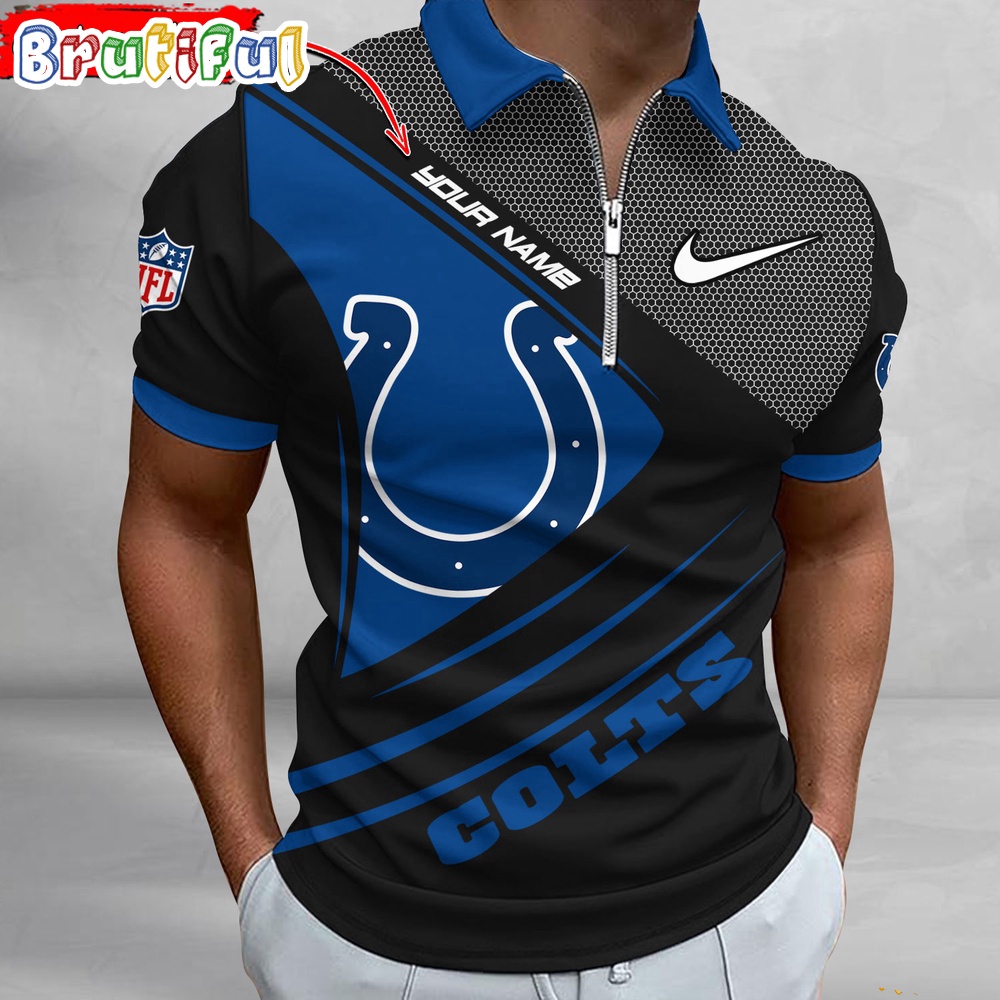 Sportswearmerch Indianapolis Colts NFL Personalized Zip Polo Shirt For Fan