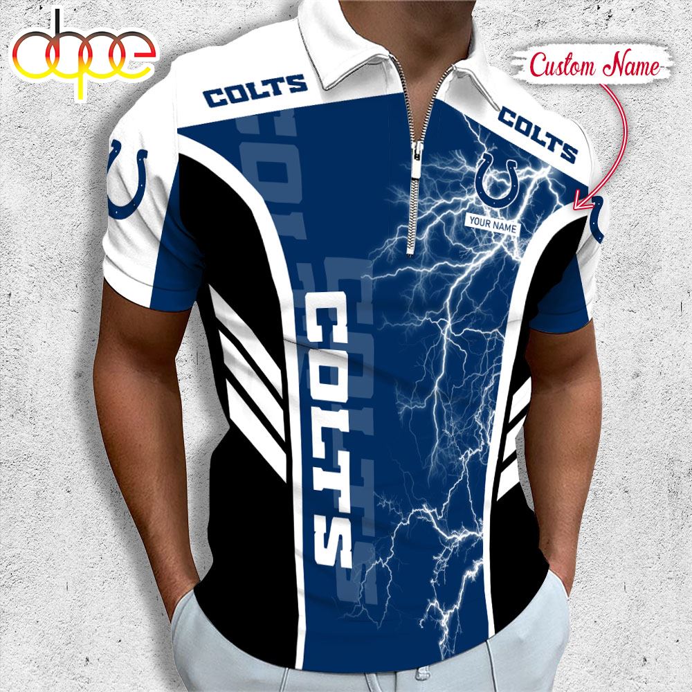 Sportswearmerch Indianapolis Colts NFL Personalized Zip Polo Shirt For Fan