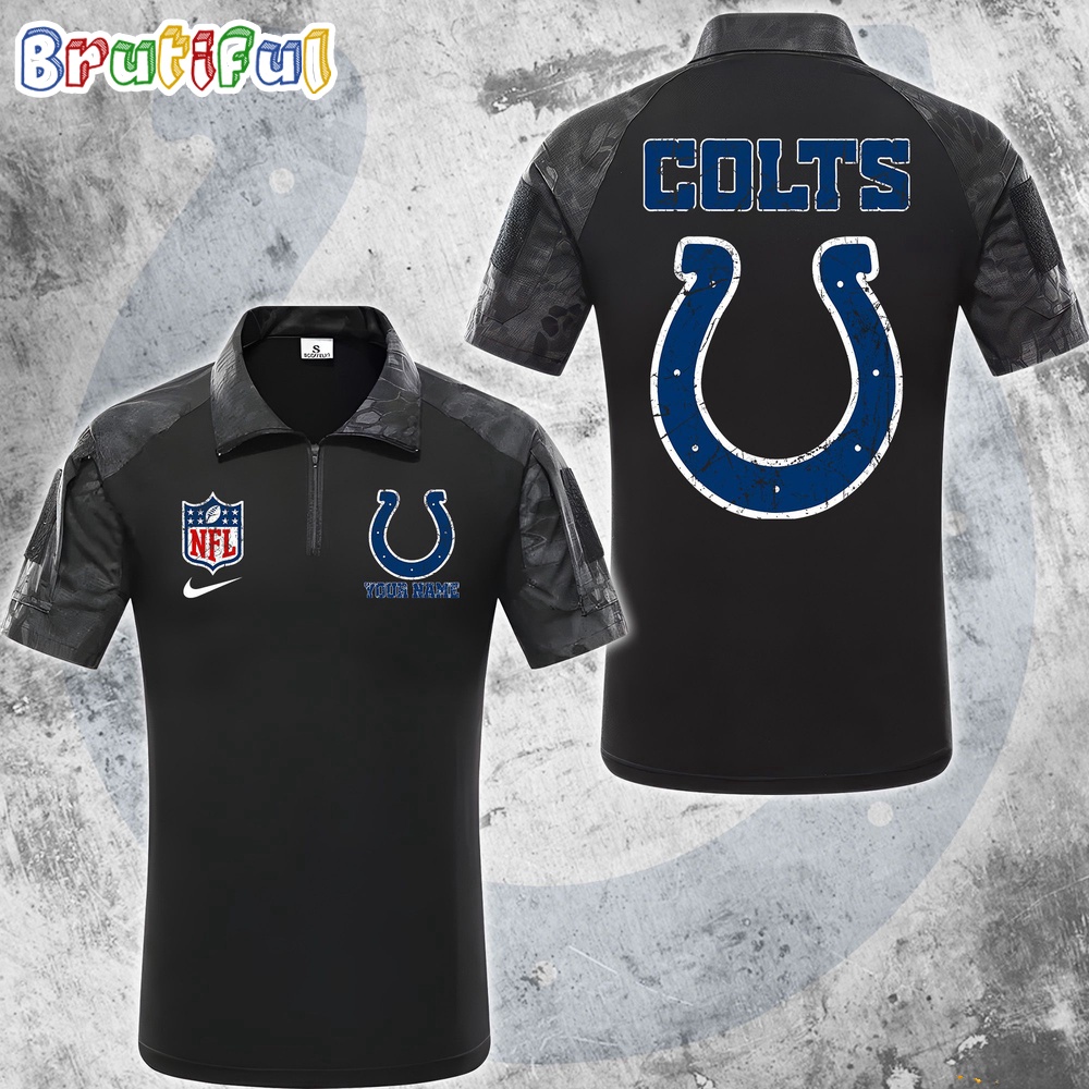 Sportswearmerch Indianapolis Colts NFL Personalized Zip Polo Shirt For Fan