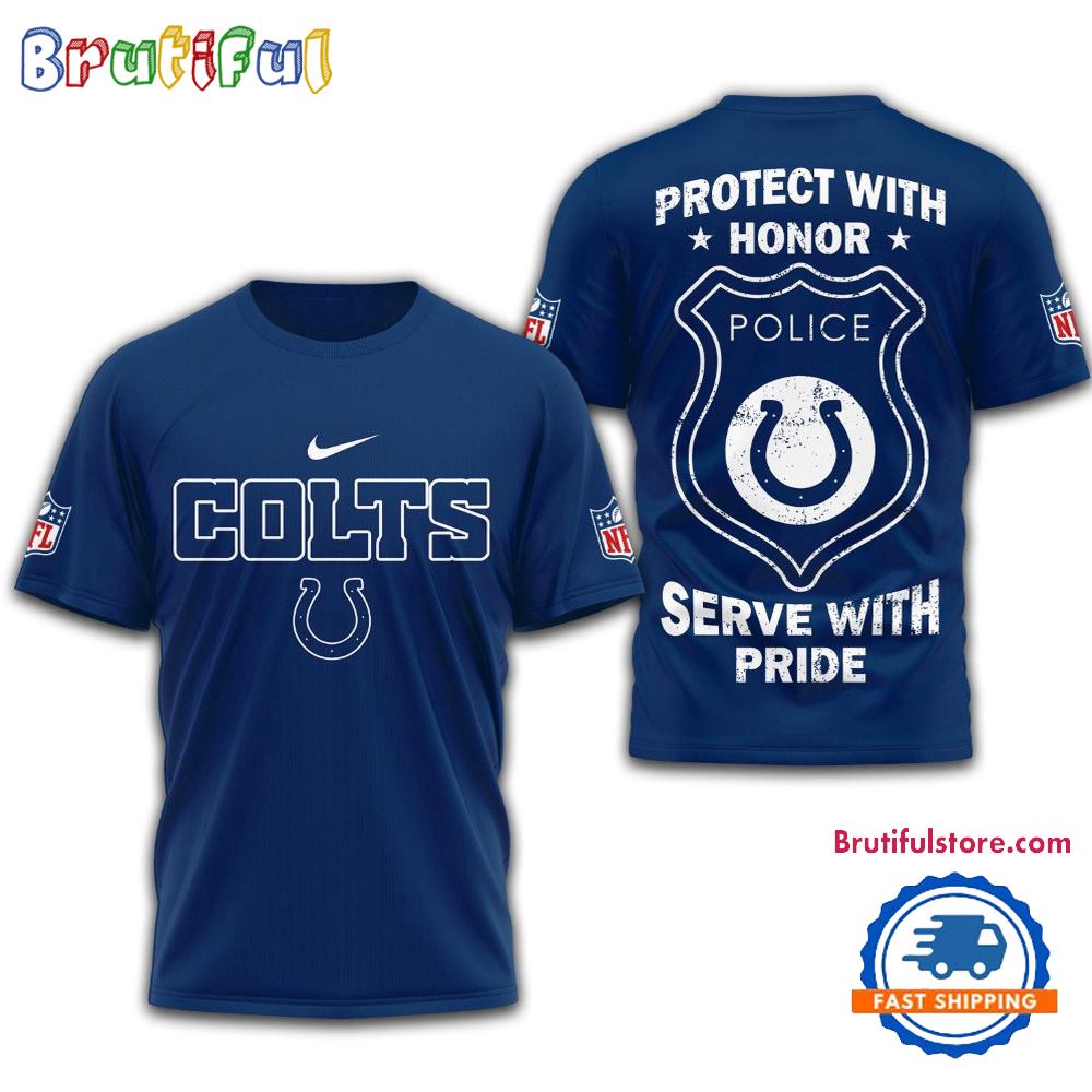 Sportswearmerch Indianapolis Colts NFL Protech With Honor Police Serve T-Shirt For Fan