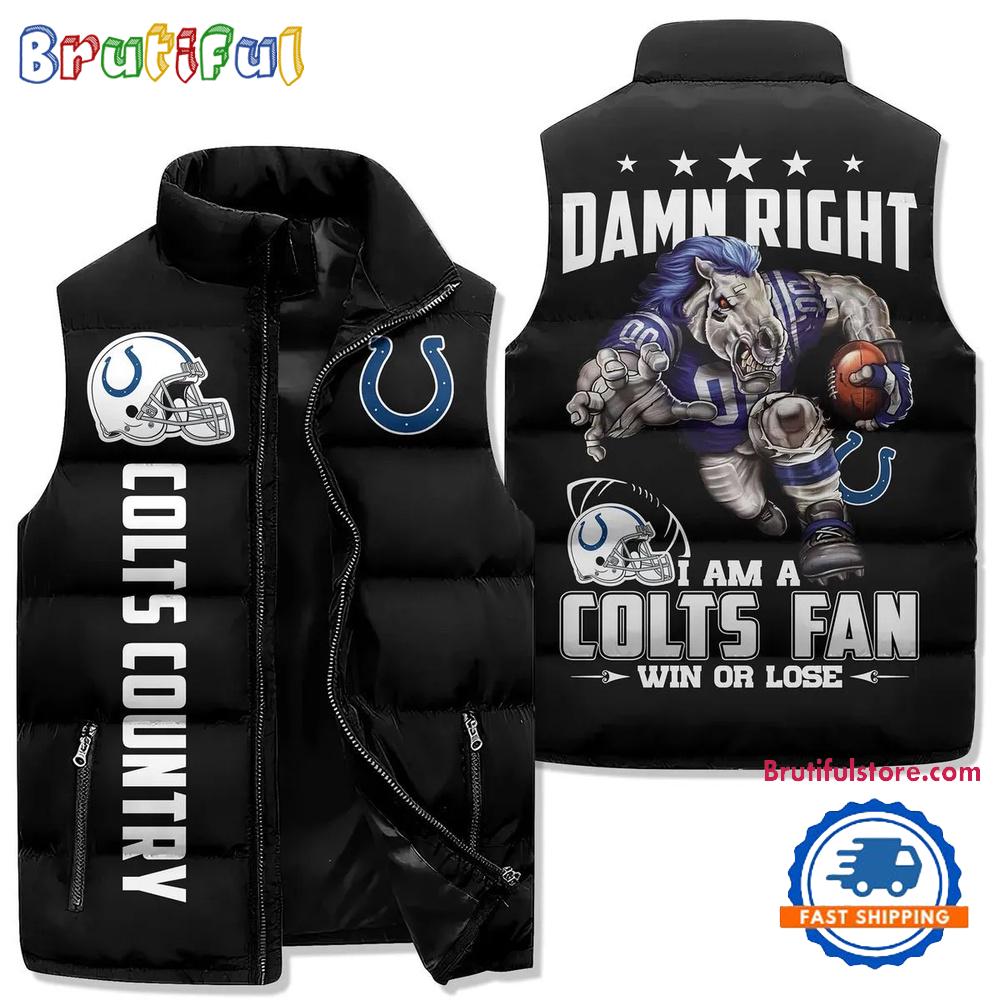 Sportswearmerch Indianapolis Colts NFL Sleeveless Puffer Jacket For Fan