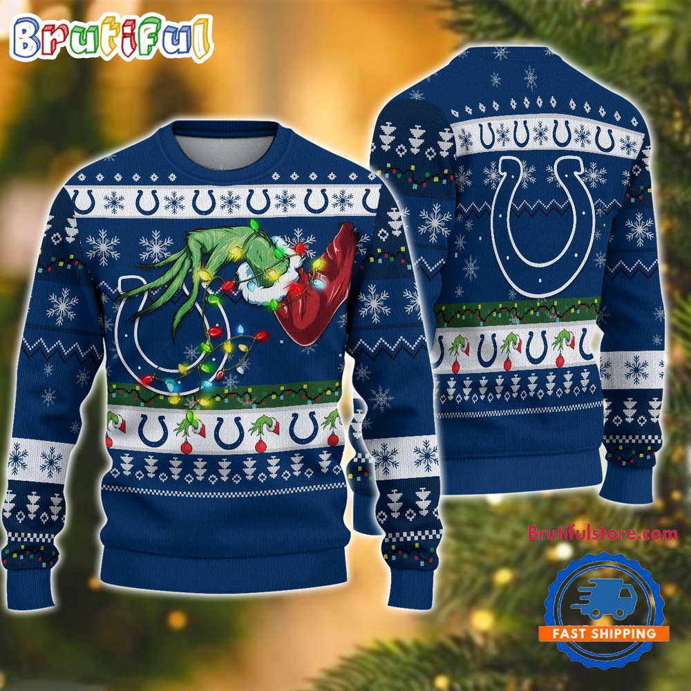 Sportswearmerch Indianapolis Colts NFL Special Grinch's Hand Football Christmas Sweater For Fan