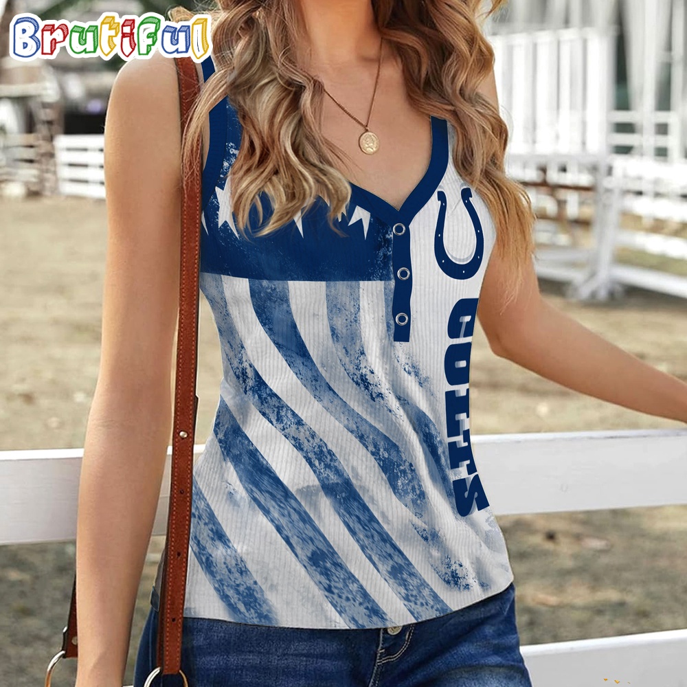 Sportswearmerch Indianapolis Colts NFL Women's V-Neck Ribbed Tank Top For Fan