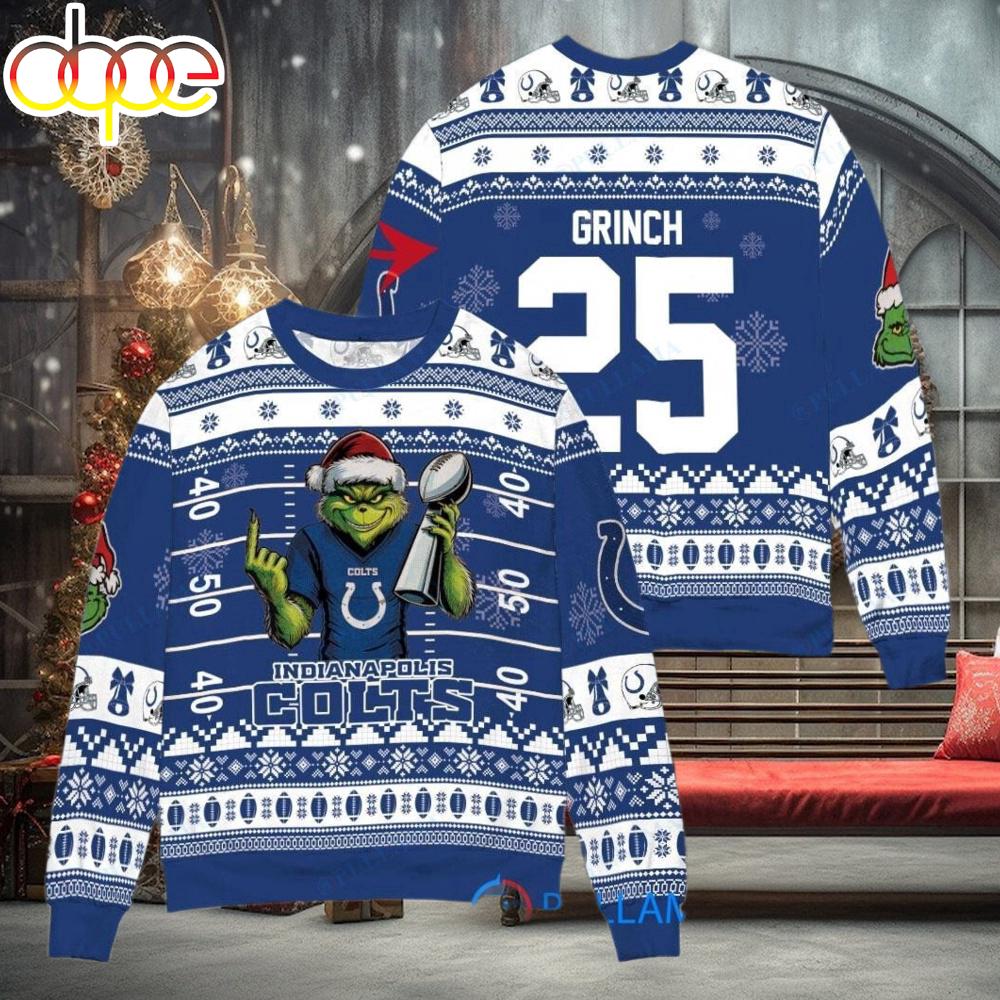 Sportswearmerch Indianapolis Colts NFL x Grinch Super Bowl Trophy Ugly Christmas Sweater For Fan