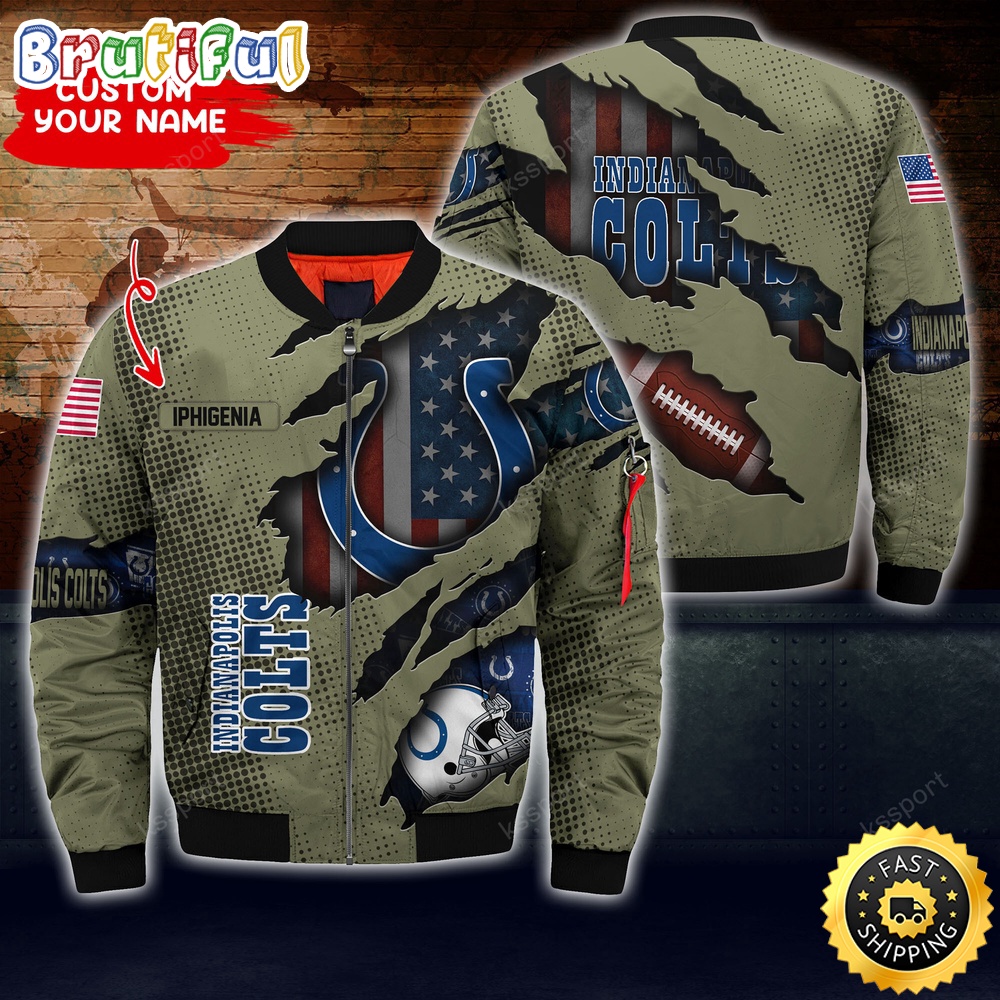 Sportswearmerch Indianapolis Colts NFL x Iconic Bomber Look Personalized Bomber Jacket For Fan