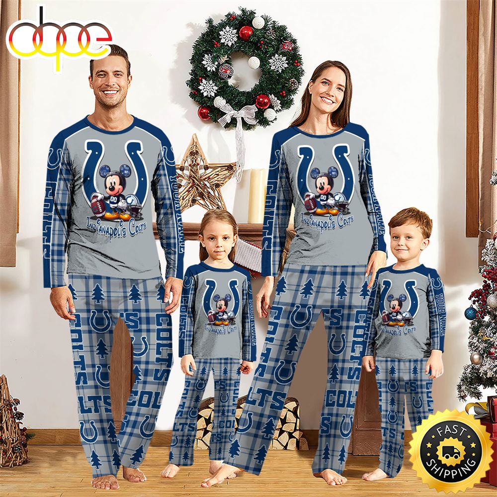 Sportswearmerch Indianapolis Colts NFL x Mickey Mouse Personalized Pajamas Family For Fan