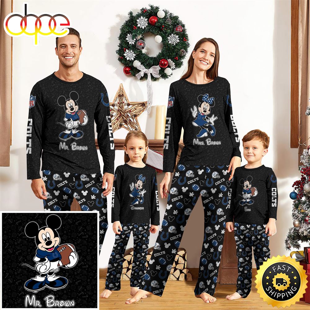 Sportswearmerch Indianapolis Colts NFL x Mickey Mouse Personalized Pajamas Family For Fan