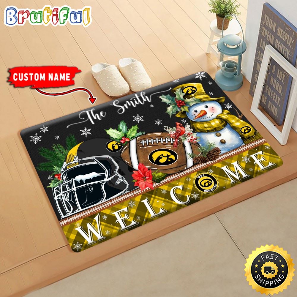Sportswearmerch Iowa Hawkeyes NCAA Christmas Doormat For Fan