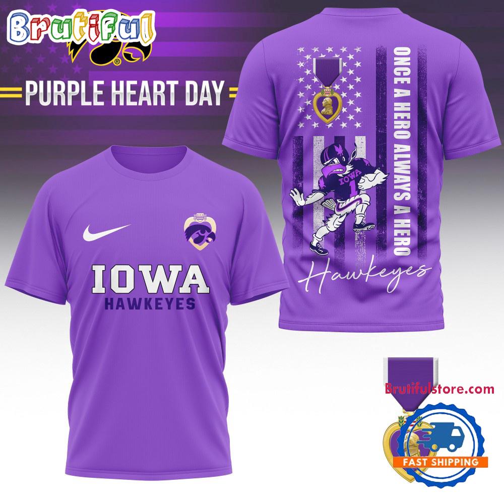 Sportswearmerch Iowa Hawkeyes NCAA National Purple Heart Day T-shirt For Fan