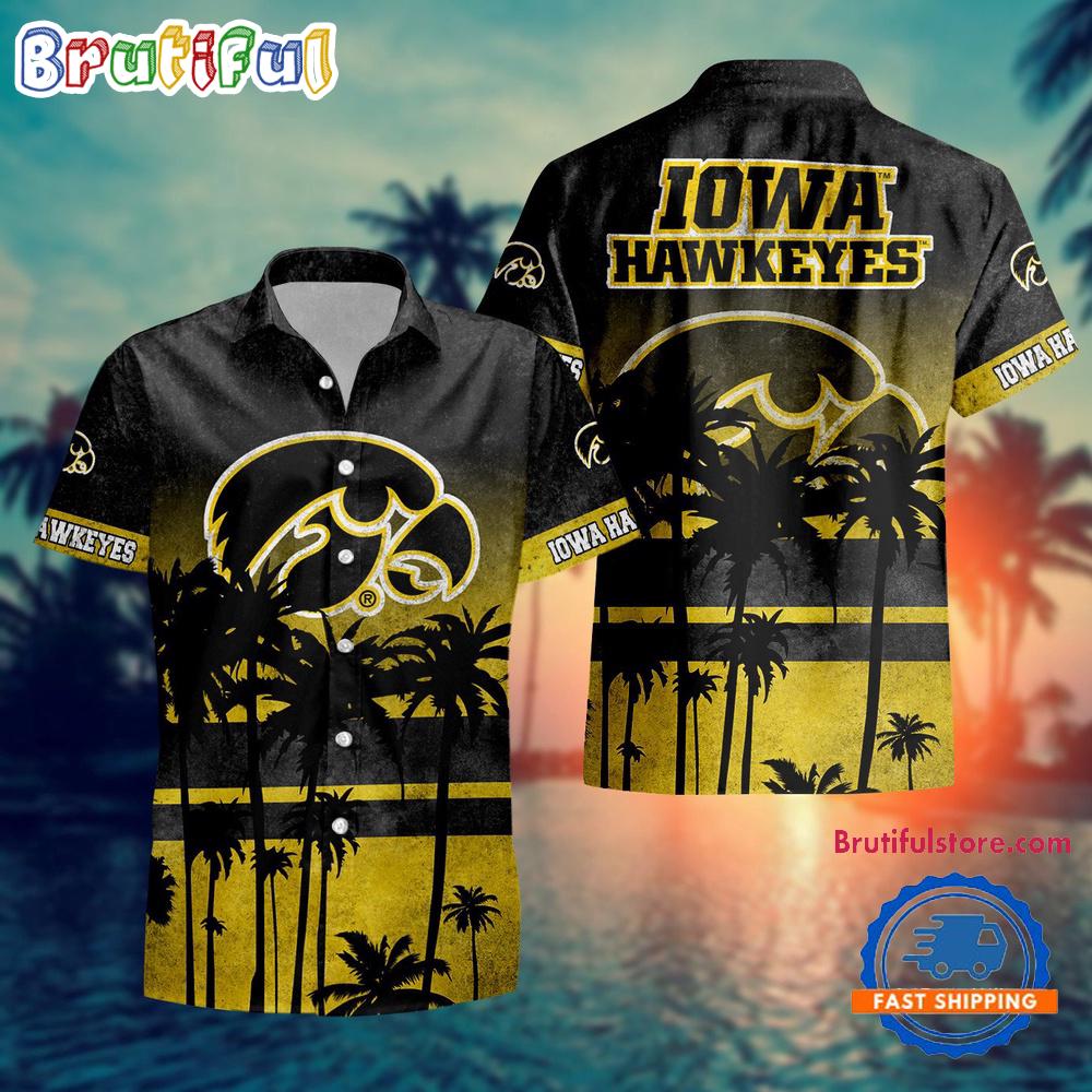 Sportswearmerch Iowa Hawkeyes NCAA Palm Tree Summer Beach Personalized Hawaiian Shirt For Fan