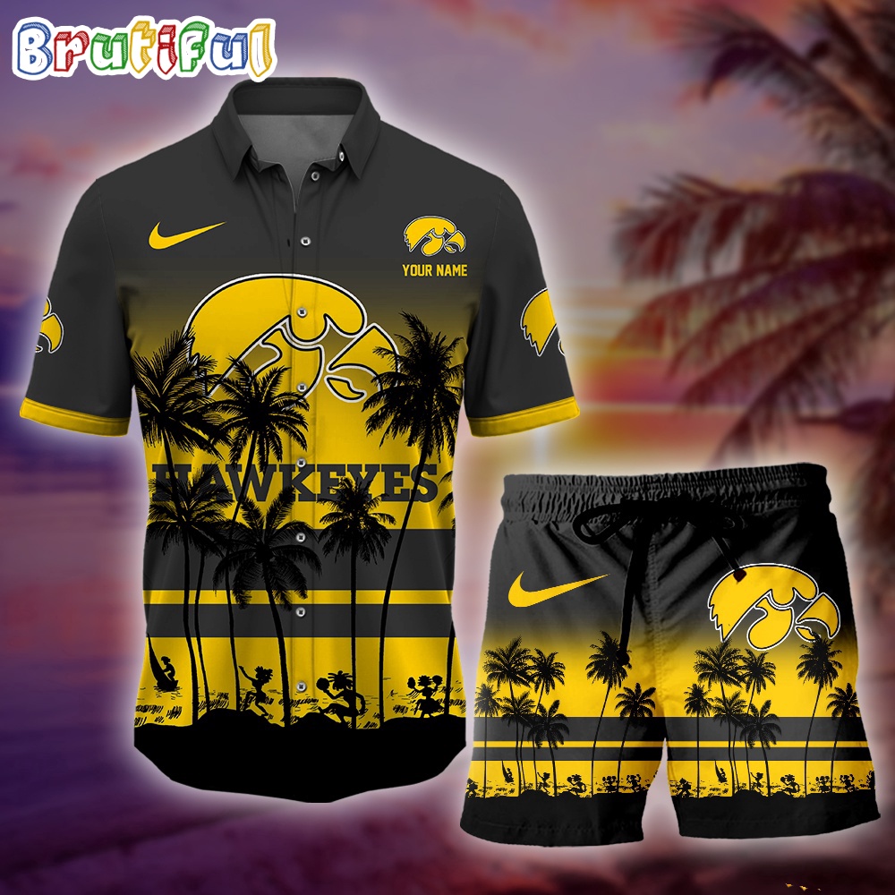 Sportswearmerch Iowa Hawkeyes NCAA Palm Tree Summer Personalized Set Short Set For Fan