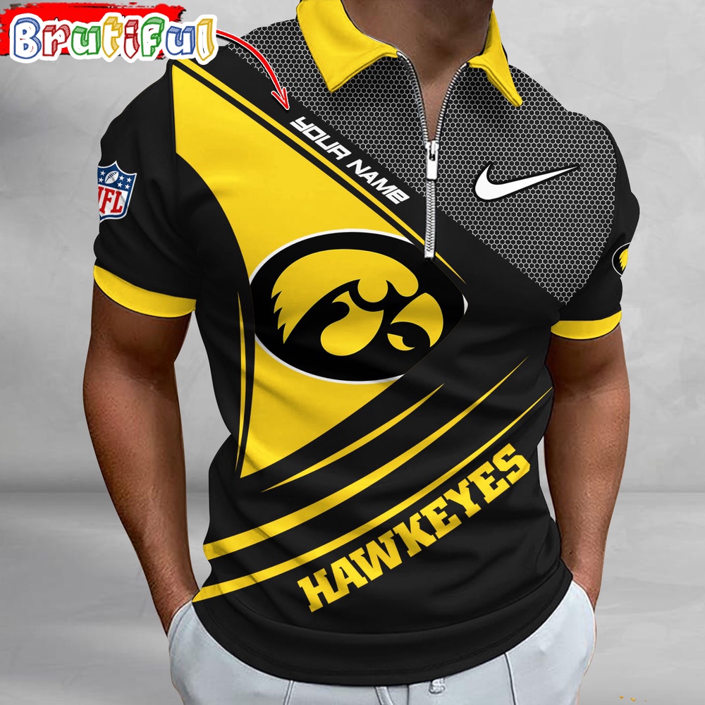 Sportswearmerch Iowa Hawkeyes NCAA Personalized Zip Polo Shirt For Fan
