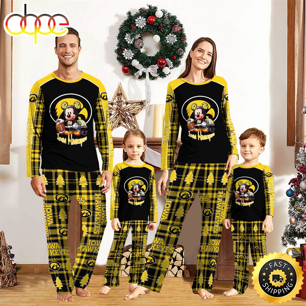 Sportswearmerch Iowa Hawkeyes NCAA x Mickey Mouse Personalized Pajamas Family For Fan