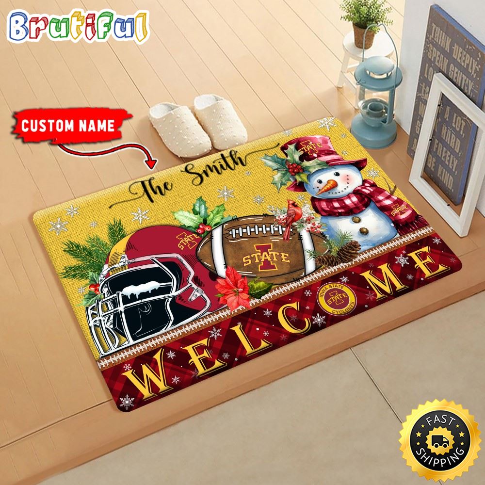 Sportswearmerch Iowa State Cyclones NCAA Christmas Doormat For Fan